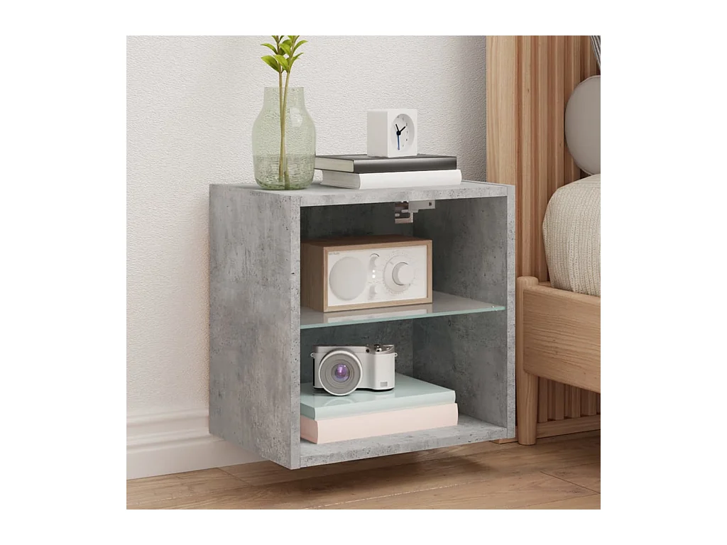 Comodino da parete grigio cemento con luci LED