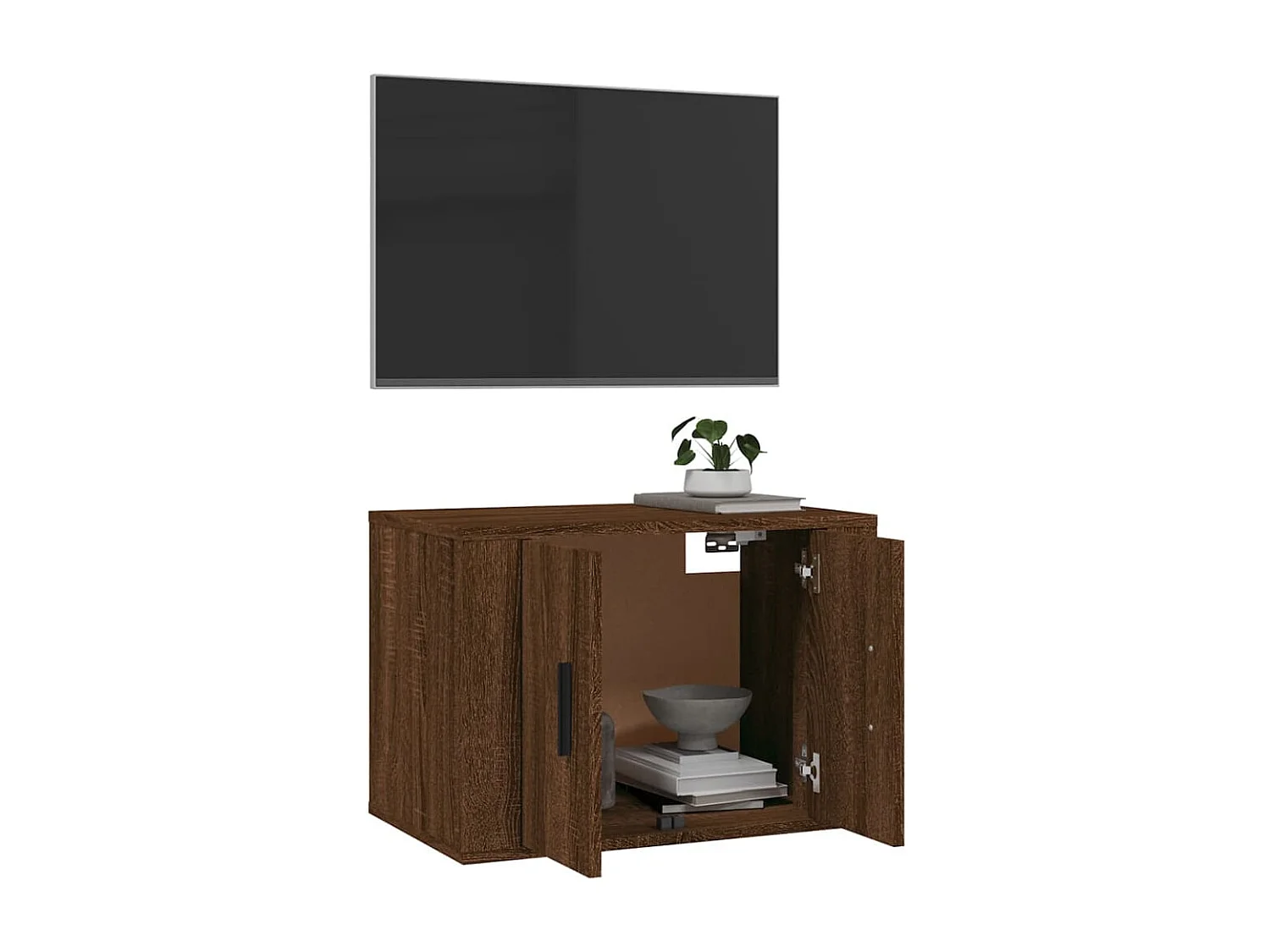 Mueble TV de pared Roble marrón 57x34,5x40 cm