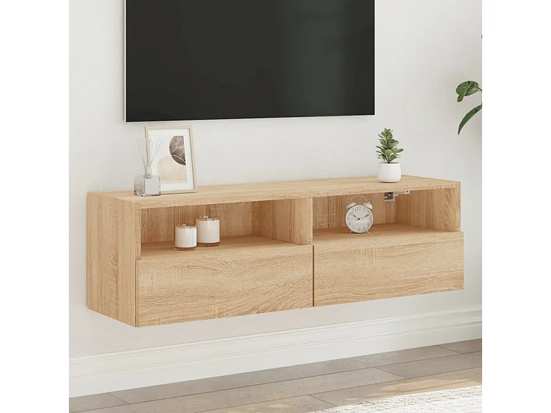 Mueble de TV de pared de roble Sonoma 100x30x30 cm madera de ingeniería