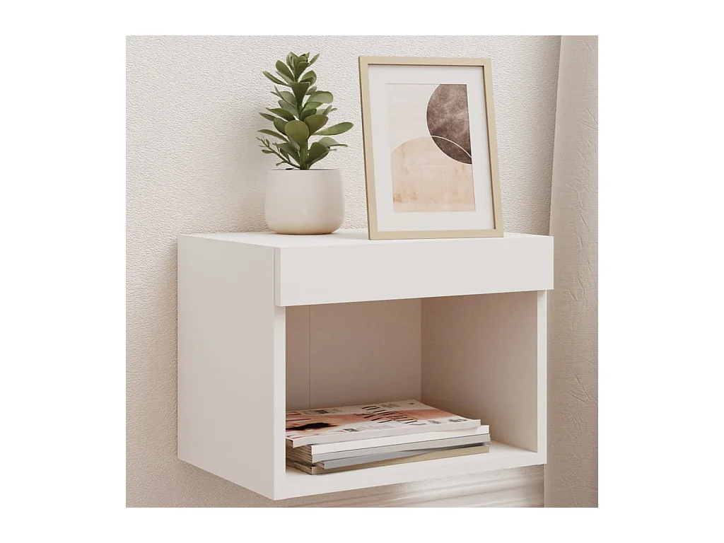 Table de chevet murale avec lumières LED blanc