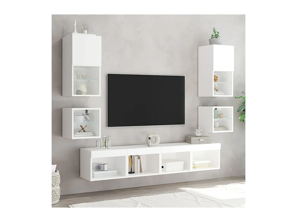 Table de chevet murale avec lumières LED blanc