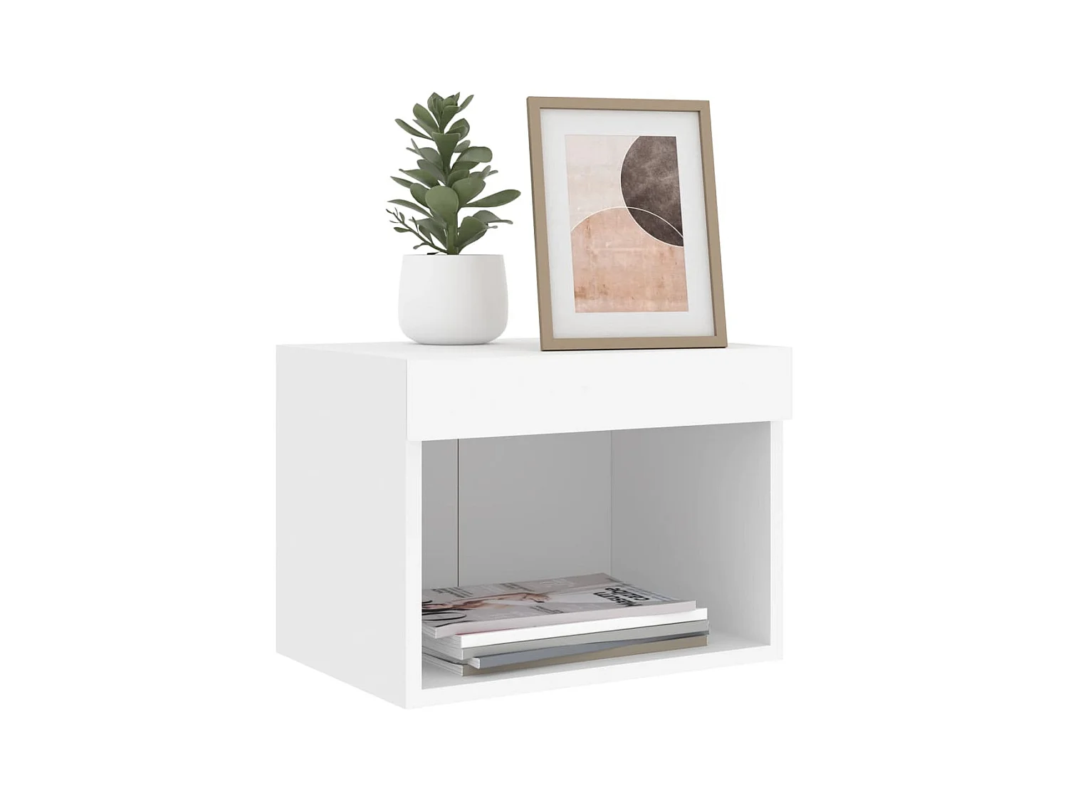 Table de chevet murale avec lumières LED blanc