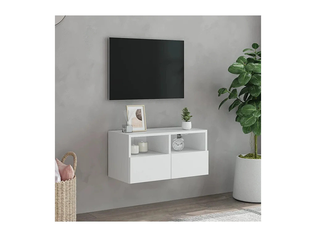 Mobile porta TV da parete bianco 60x30x30 cm in legno ingegnerizzato