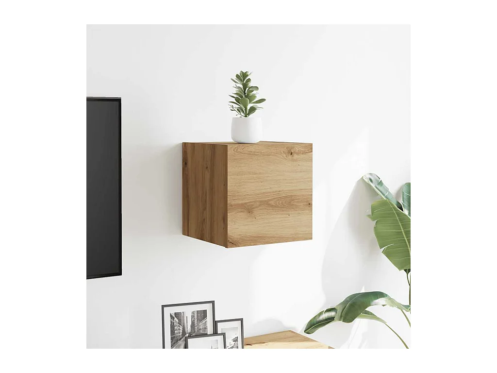 Meuble TV mural chêne artisanal 30,5x30x30 cm