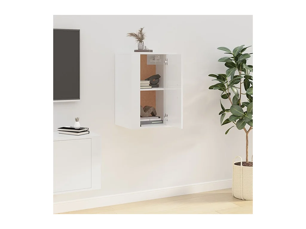 Mobile TV sospeso Bianco lucido 40x34,5x60 cm