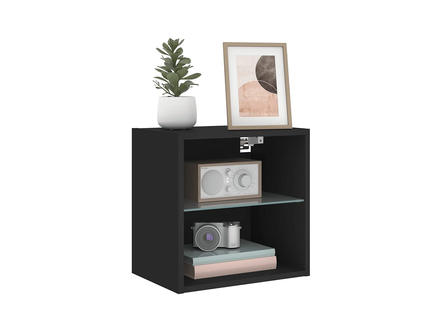 Table de chevet murale avec lumières LED noir