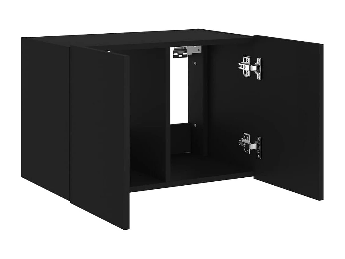 Wandmontierter TV-Schrank mit LED-Beleuchtung schwarz 60x35x41 cm