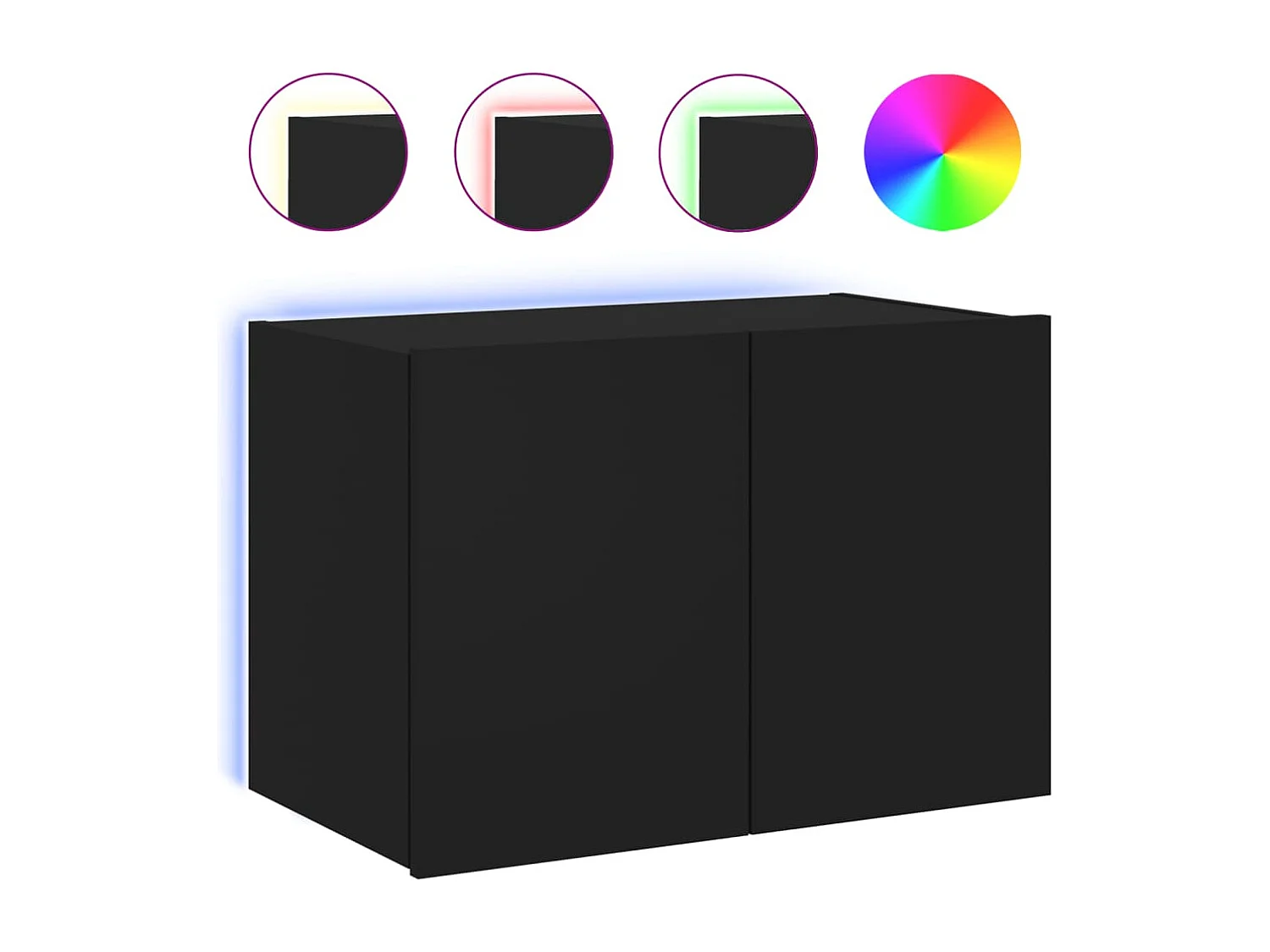 Mobile porta TV a parete con luci LED nero 60x35x41 cm