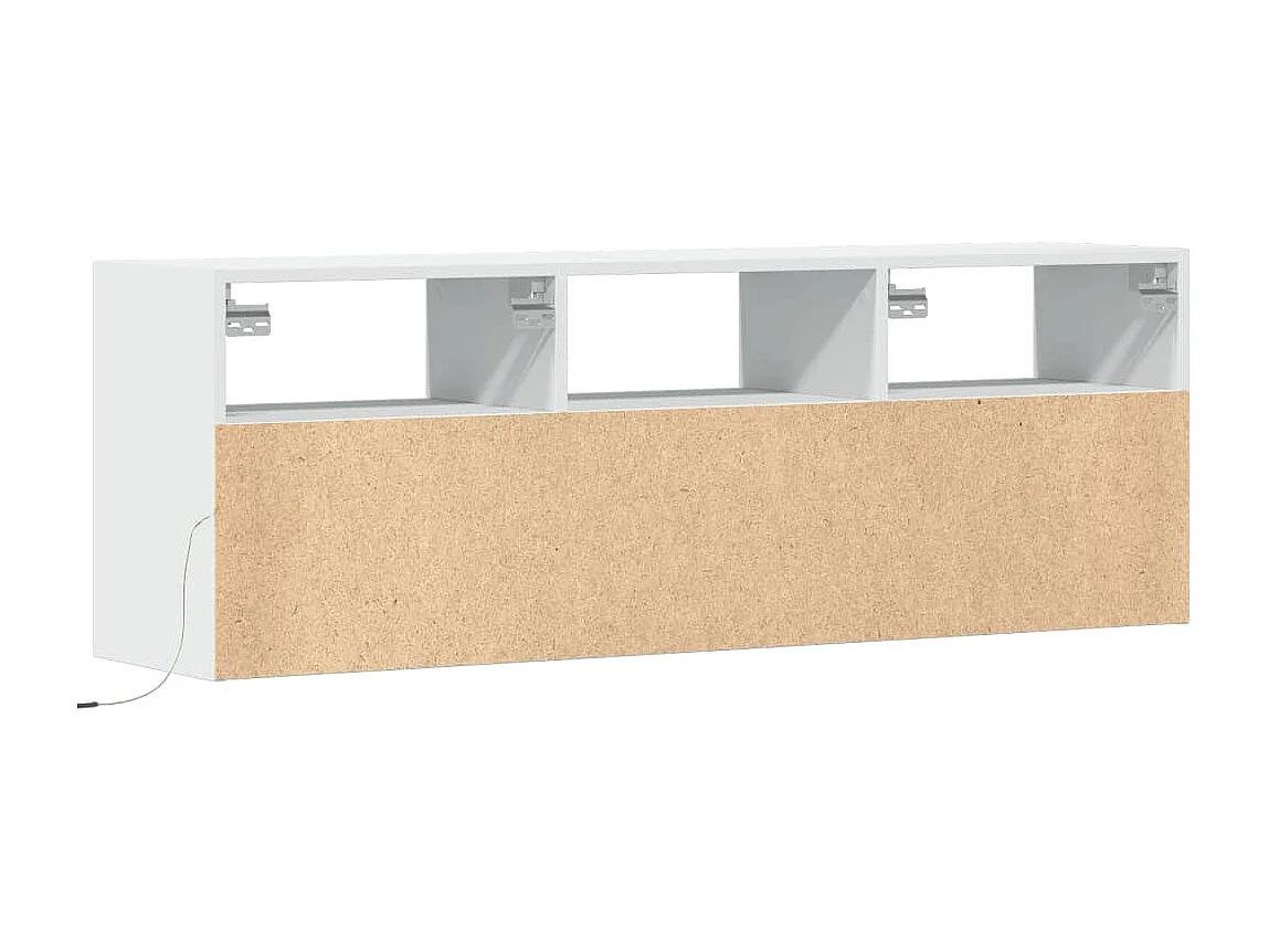 Mobile porta TV a parete con luci LED, bianco, 130x31x45 cm