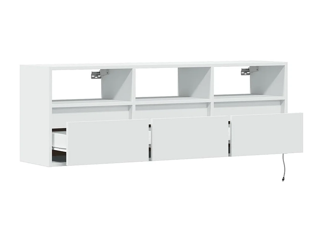 Mobile porta TV a parete con luci LED, bianco, 130x31x45 cm