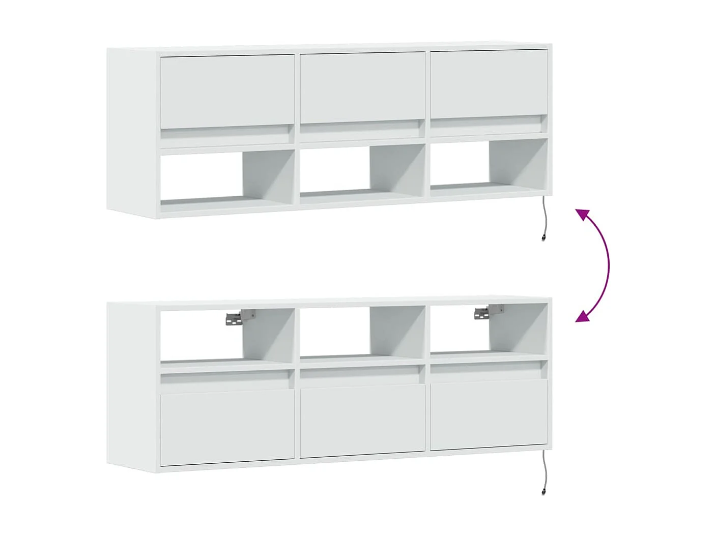 Mobile porta TV a parete con luci LED, bianco, 130x31x45 cm