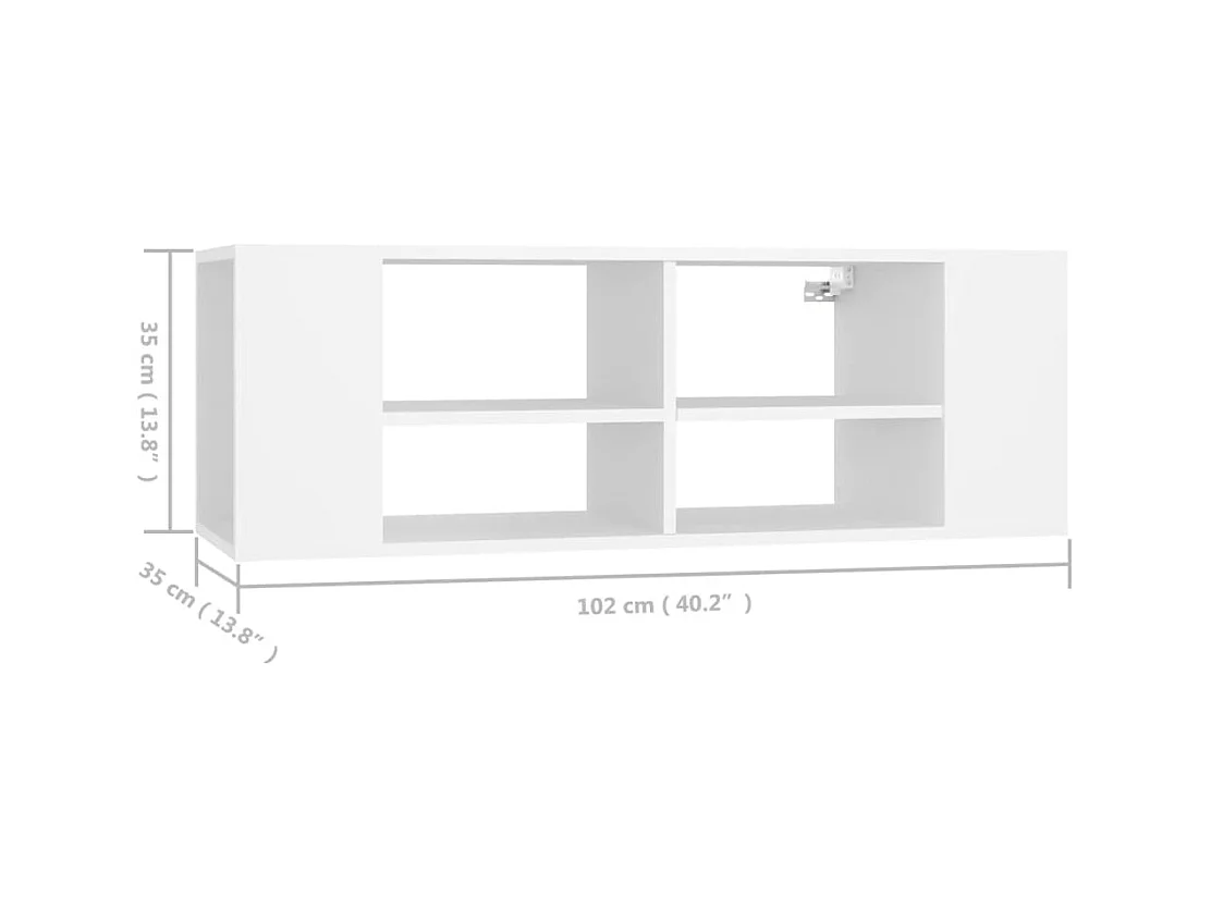 Mobile TV da parete bianco 102x35x35 cm in legno ingegnerizzato