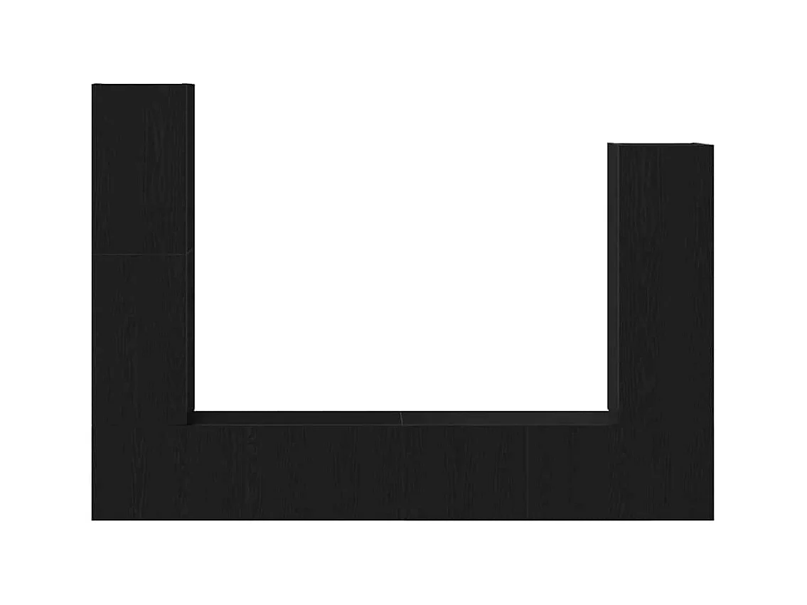 Ensemble de meubles TV mural en 4 pièces, noir et chêne