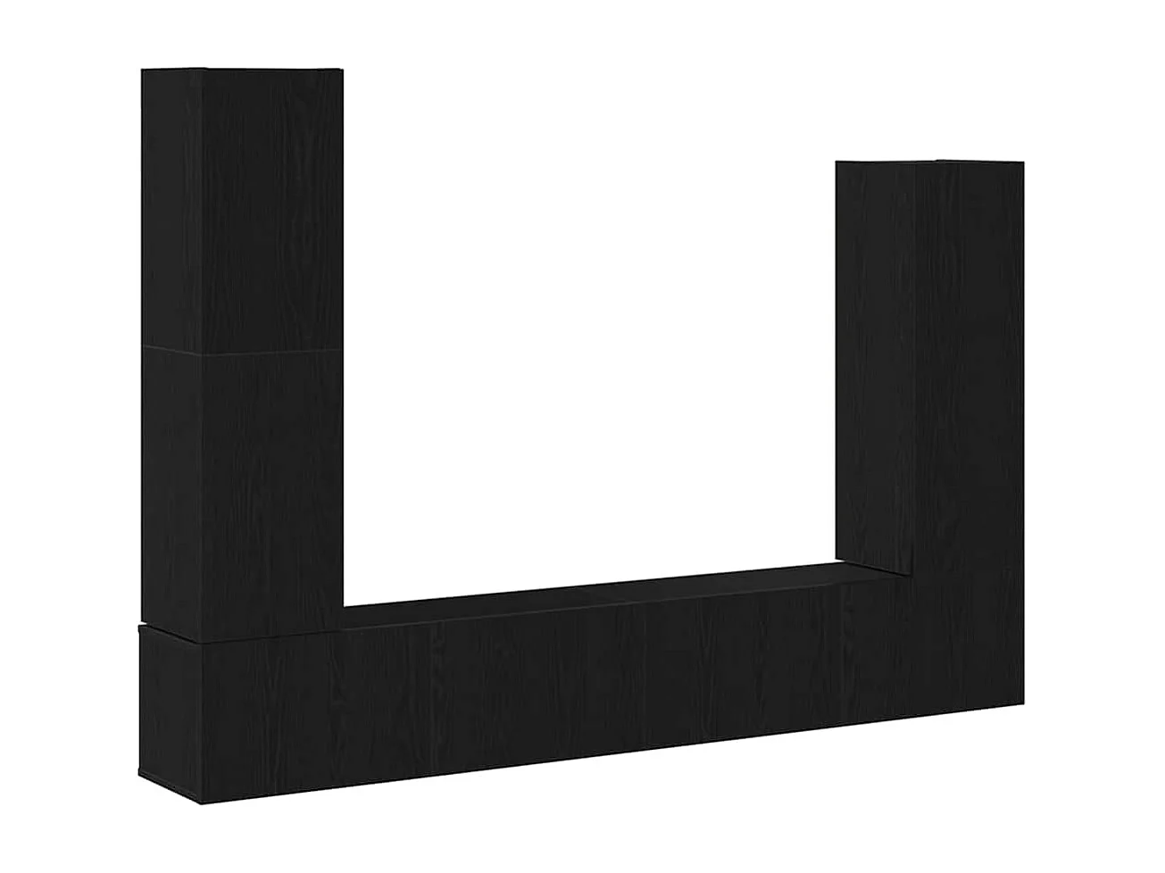 4-teiliges TV-Wandschrank-Set, Schwarz und Eiche