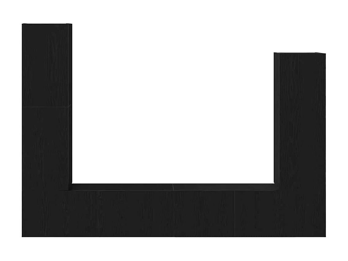 4-teiliges TV-Wandschrank-Set, Schwarz und Eiche