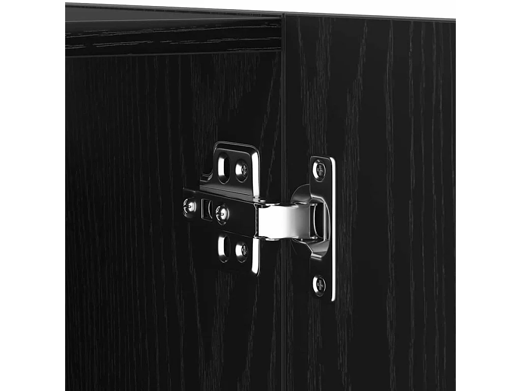 4-teiliges TV-Wandschrank-Set, Schwarz und Eiche