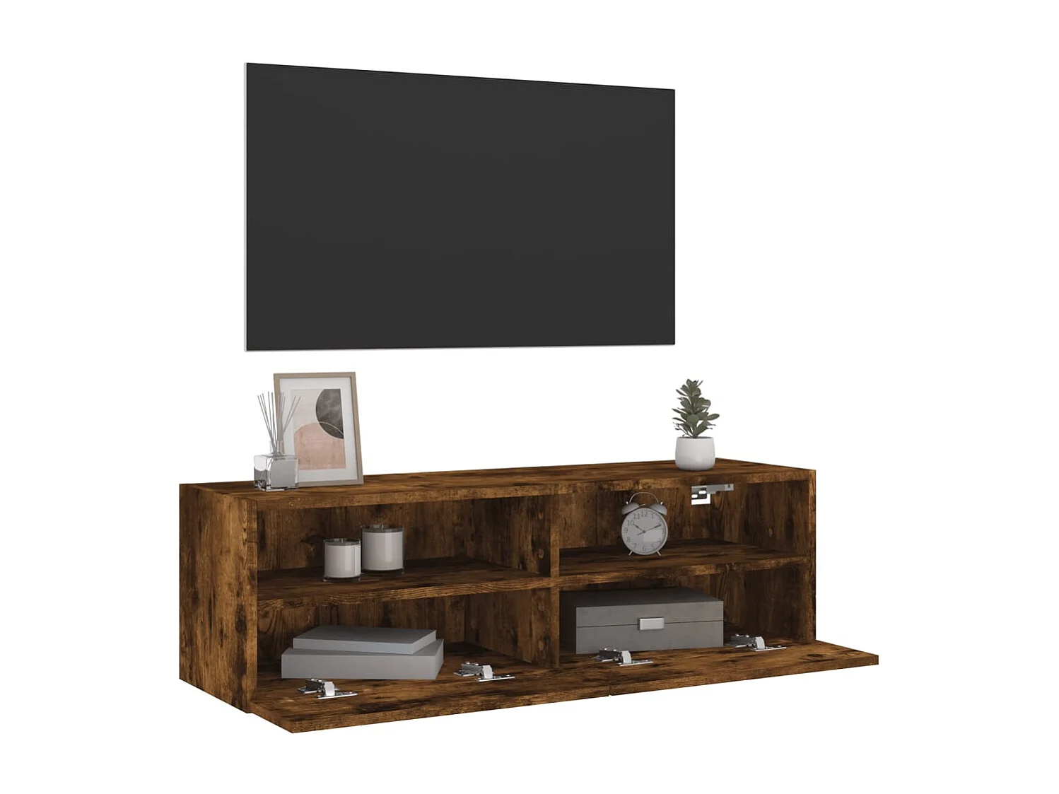 Mobile porta TV a parete in rovere affumicato 100x30x30 cm in legno ingegnerizzato