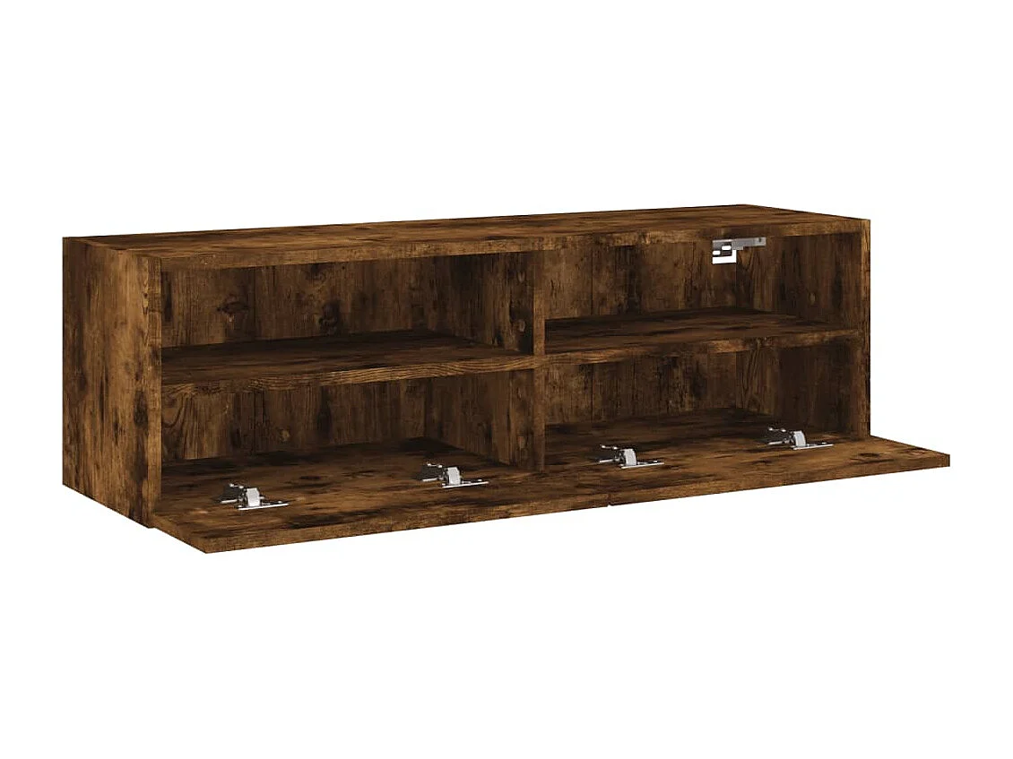Meuble TV mural chêne fumé 100x30x30 cm bois d'ingénierie