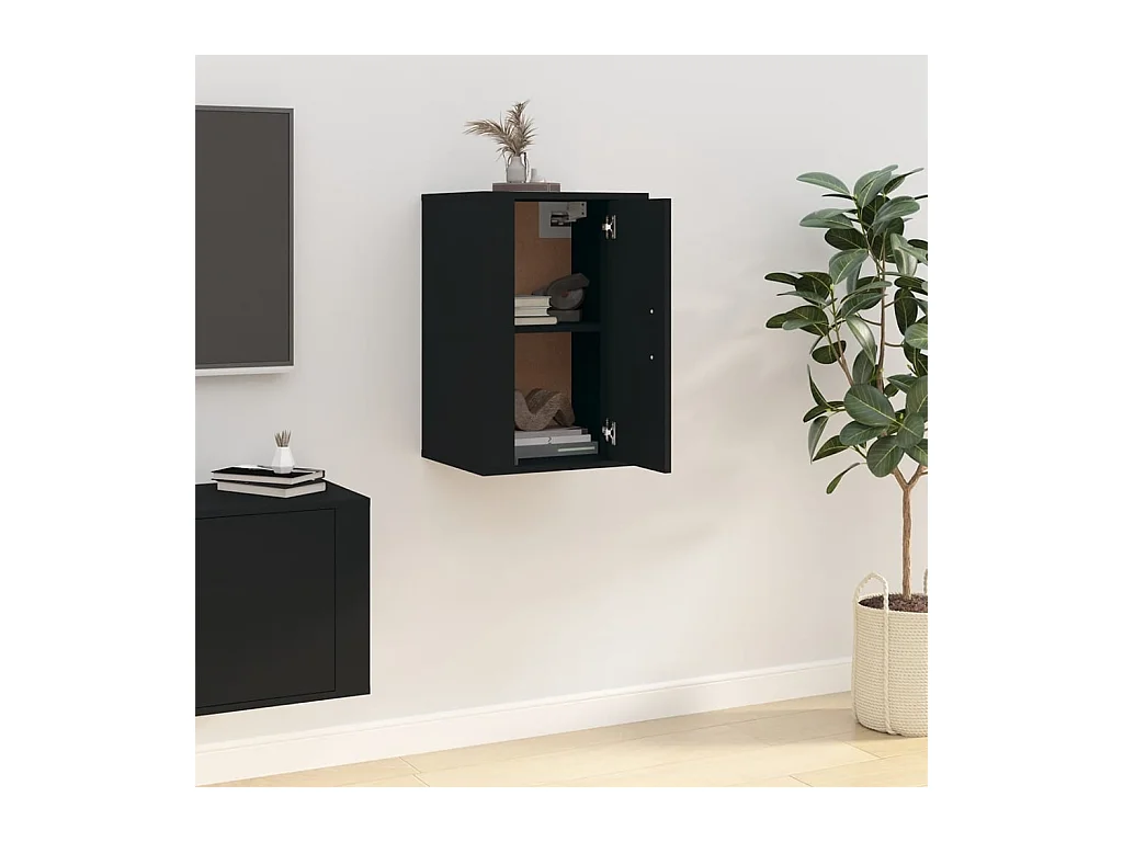 Mobile porta TV da parete nero 40x34,5x60 cm