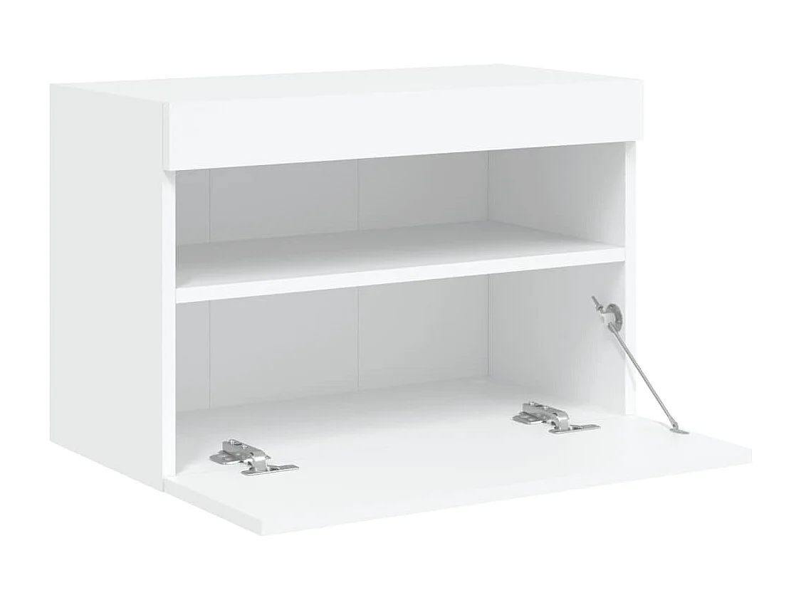 Mobile porta TV a parete con luci LED, bianco, 60x30x40 cm