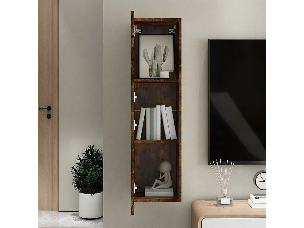 Mueble TV de pared Roble ahumado 30,5x30x110 cm