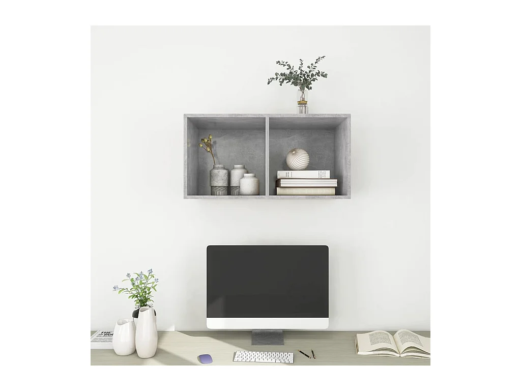 Meuble TV mural Gris béton 37x37x72 cm Bois d’ingénierie