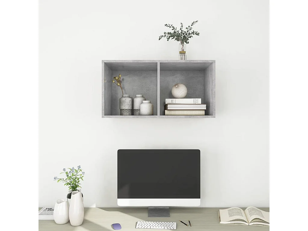 Mueble de TV de pared gris hormigón 37x37x72 cm Madera de ingeniería