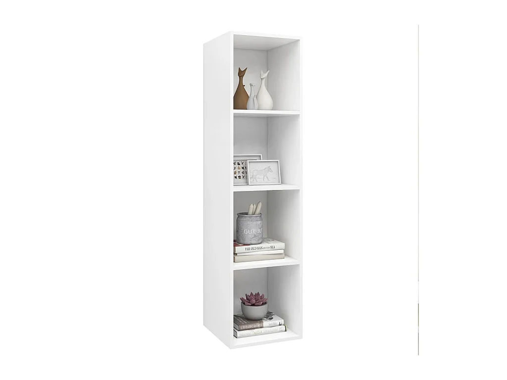 Weißer TV-Wandschrank 37x37x142,5 cm Holzwerkstoff