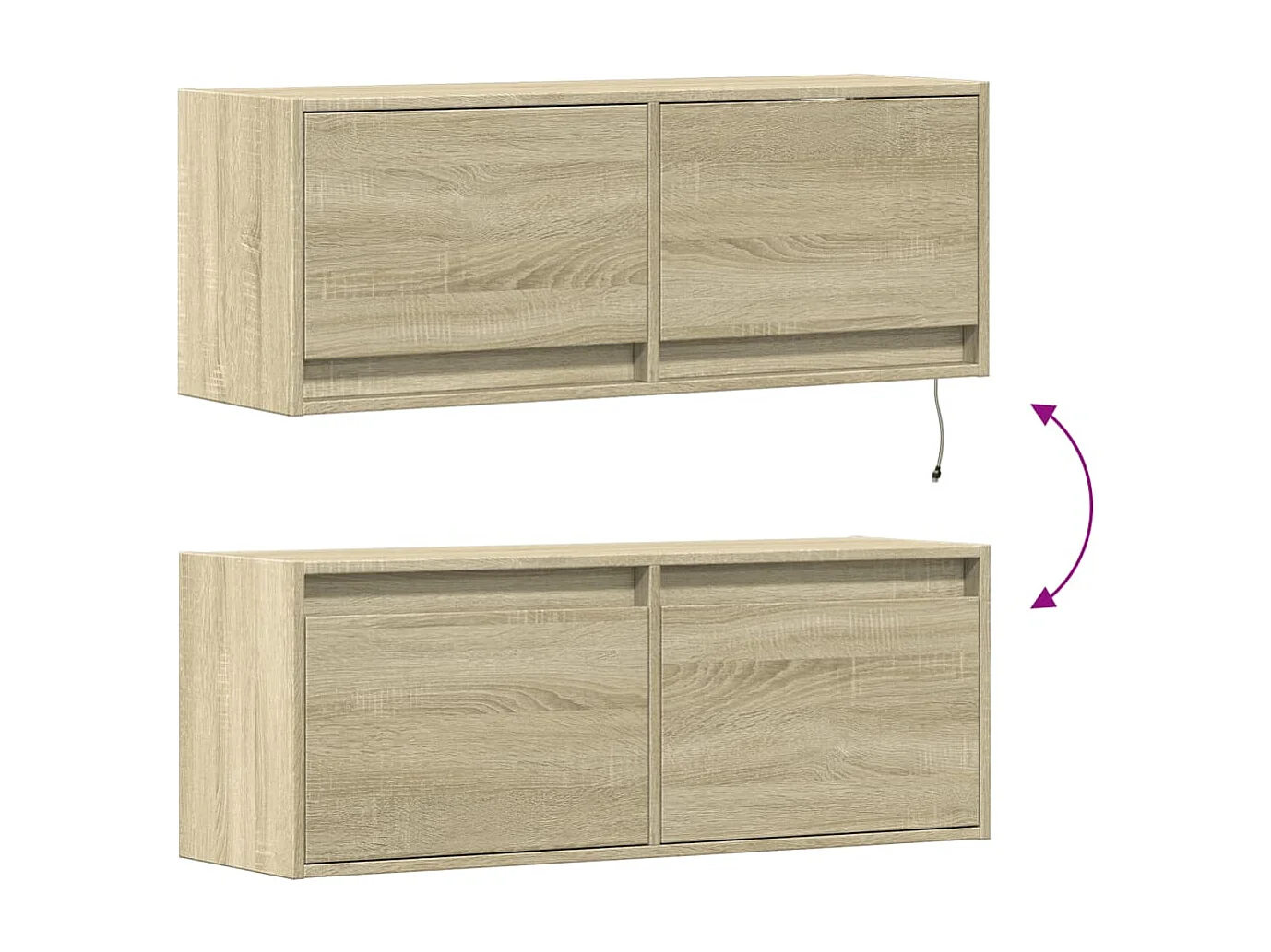 Wandmontierter TV-Schrank mit LED-Leuchten Sonoma-Eiche 100x31x35 cm