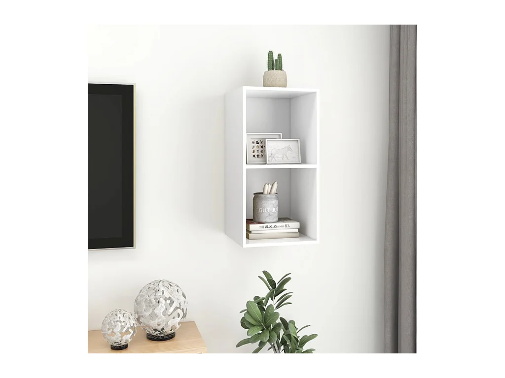 Meuble TV mural Blanc 37x37x72 cm Bois d’ingénierie