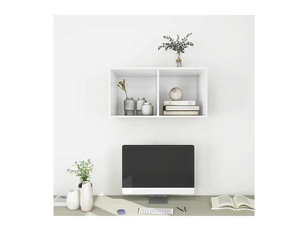 Meuble TV mural Blanc 37x37x72 cm Bois d’ingénierie