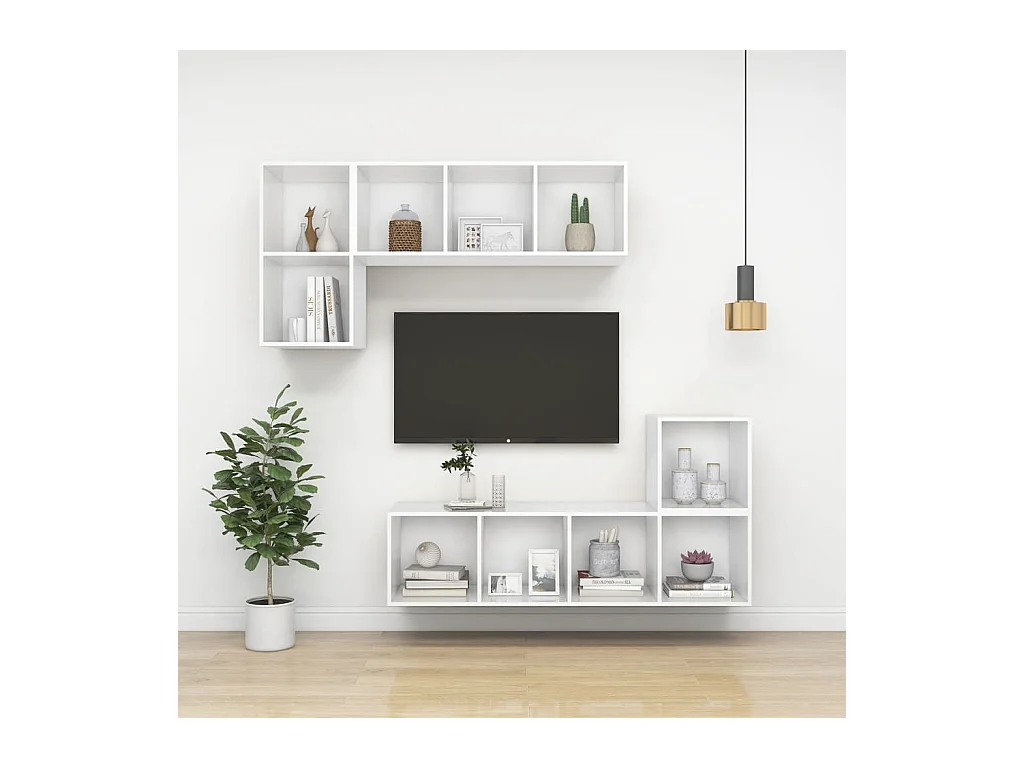 Meuble TV mural Blanc 37x37x72 cm Bois d’ingénierie