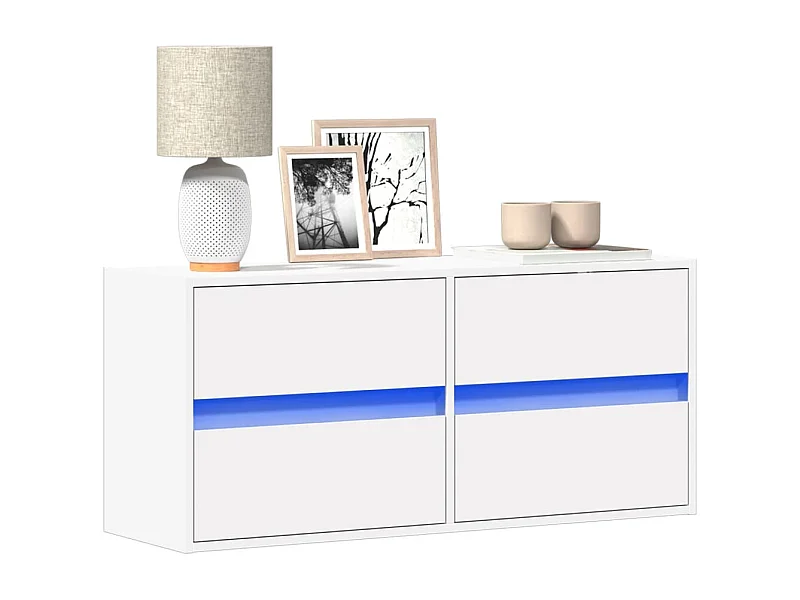Wandmeubel met ledverlichting, wit, 100x31x45 cm