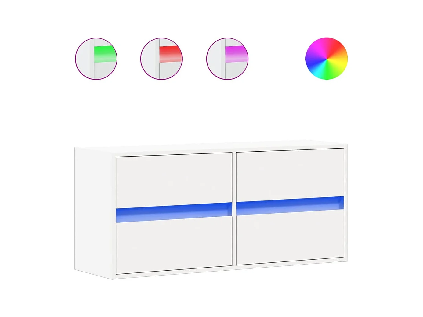 Mobile porta TV a parete con luci LED, bianco, 100x31x45 cm