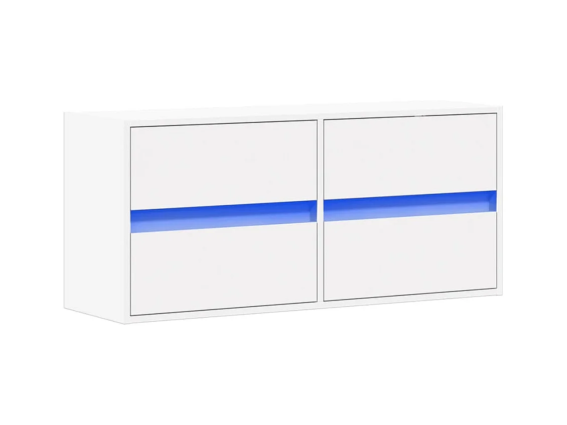 Mobile porta TV a parete con luci LED, bianco, 100x31x45 cm