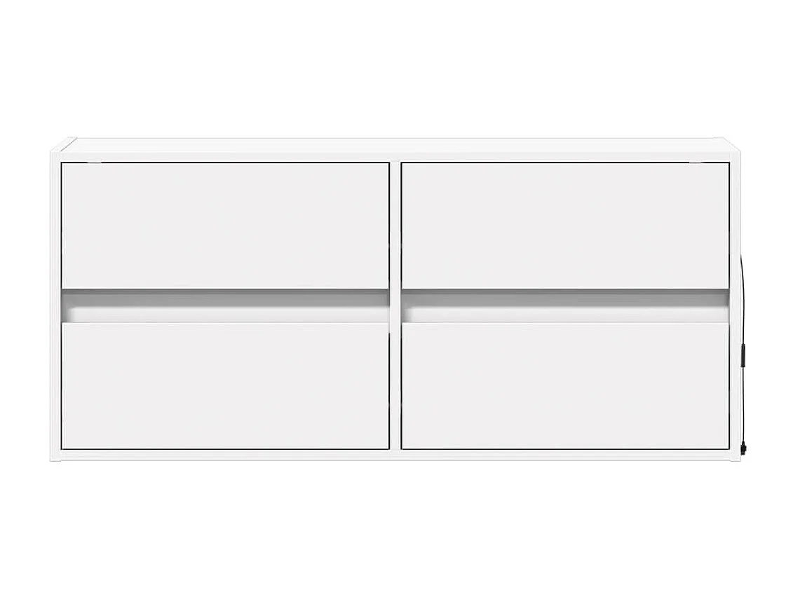 Mobile porta TV a parete con luci LED, bianco, 100x31x45 cm