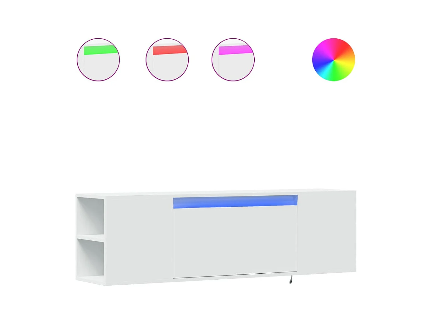 Wandmontierter TV-Schrank mit LED-Beleuchtung, weiß, 135x31x39,5 cm