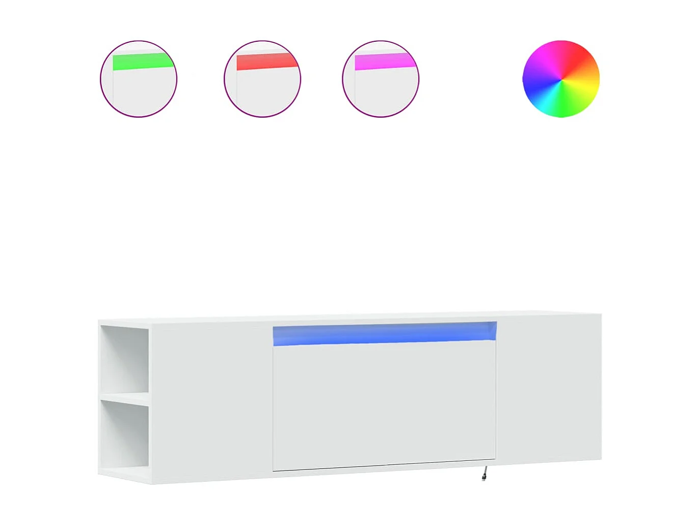 Mobile porta TV a parete con luci LED, bianco, 135x31x39,5 cm