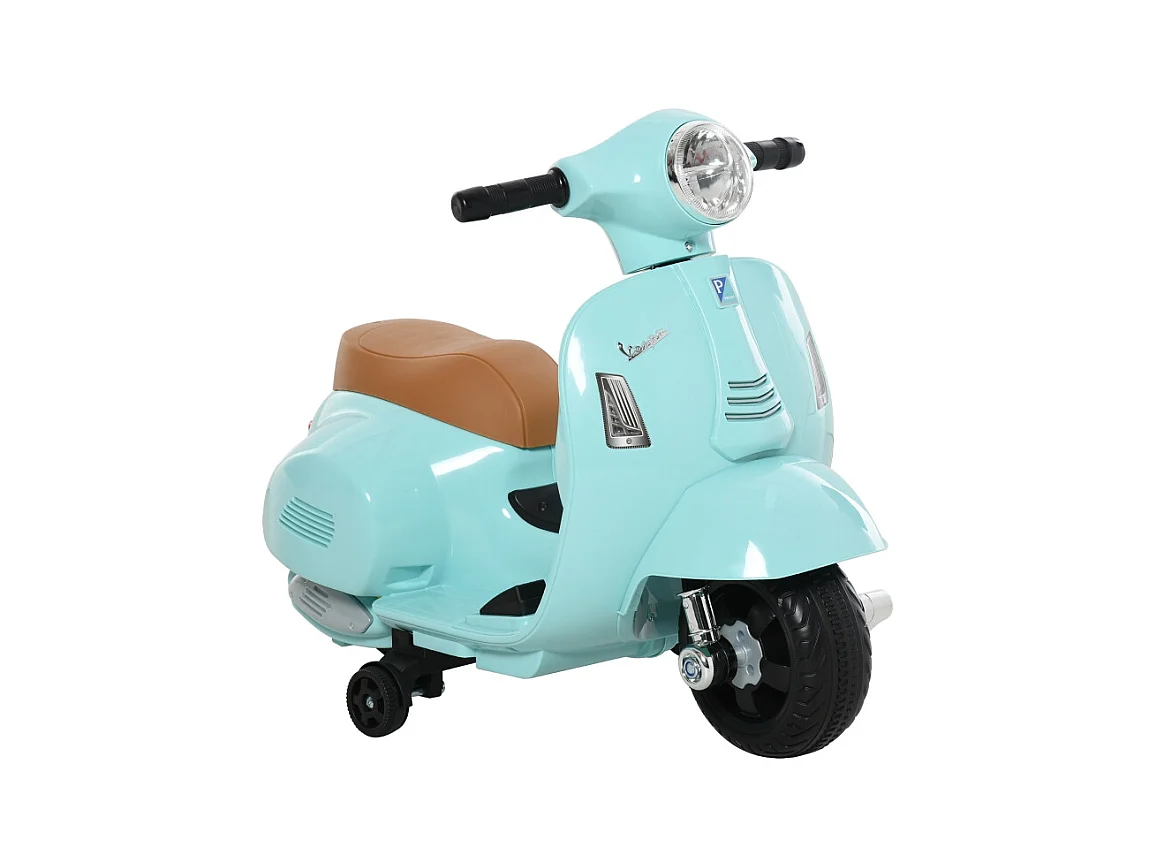 Scooter électrique pour enfants, design authentique, métal, bleu-vert, avec phares et klaxon (66.5x38x52cm)