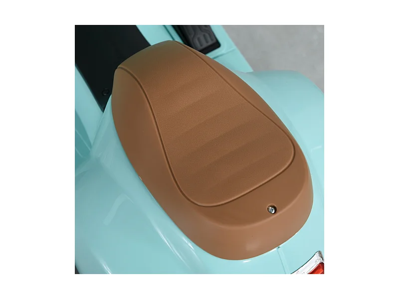 Scooter électrique pour enfants, design authentique, métal, bleu-vert, avec phares et klaxon (66.5x38x52cm)