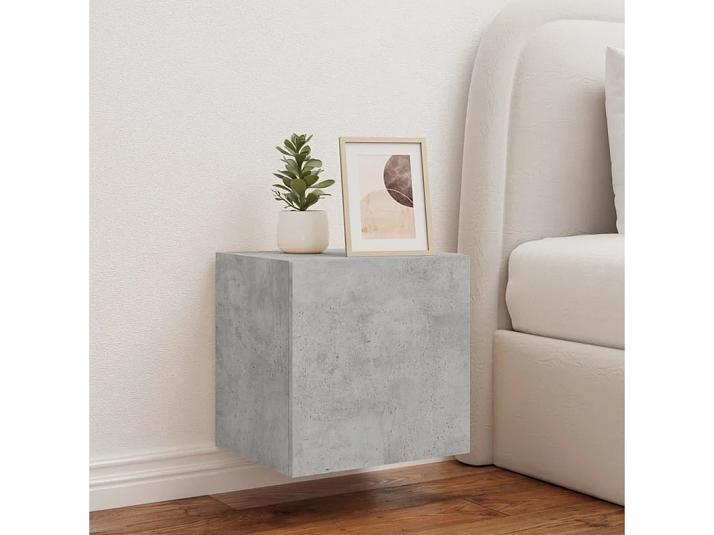 Mueble de TV de pared con luces LED, gris hormigón, 40,5x35x40 cm
