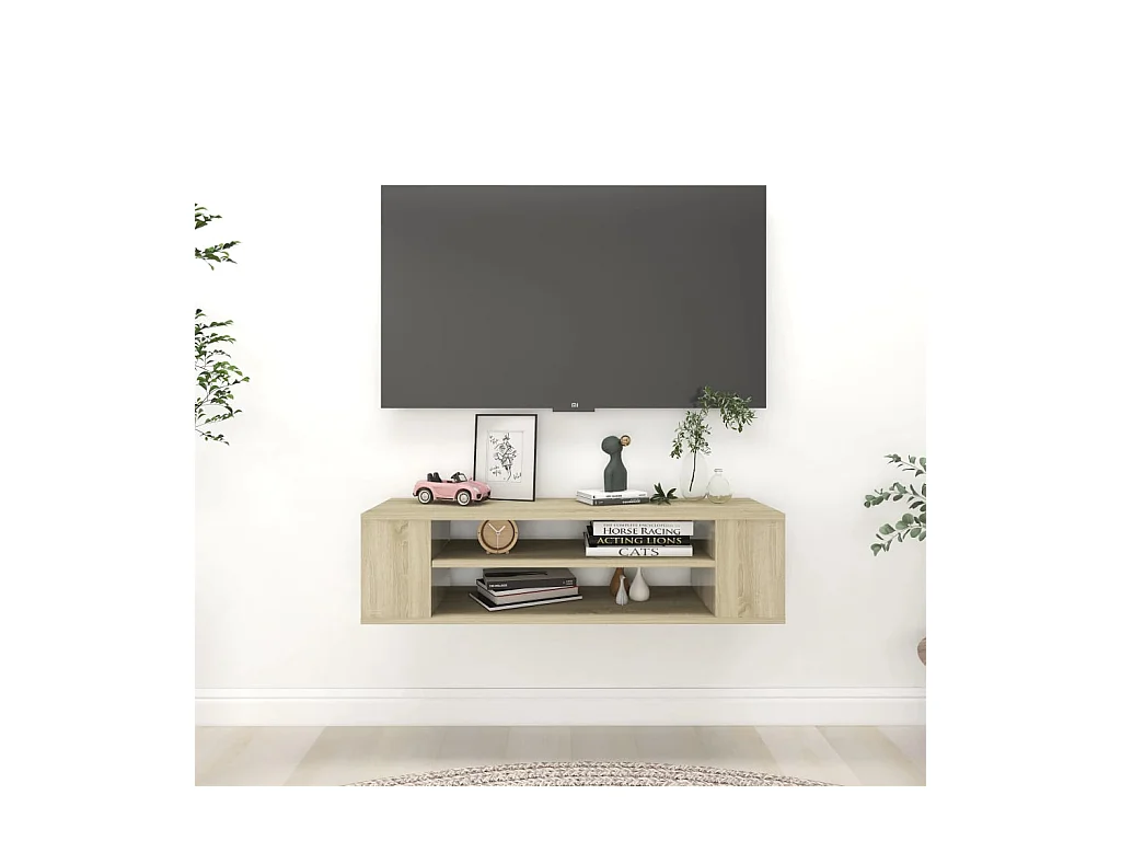 Meuble TV suspendu Chêne sonoma 100x30x26,5 cm Bois ingénierie