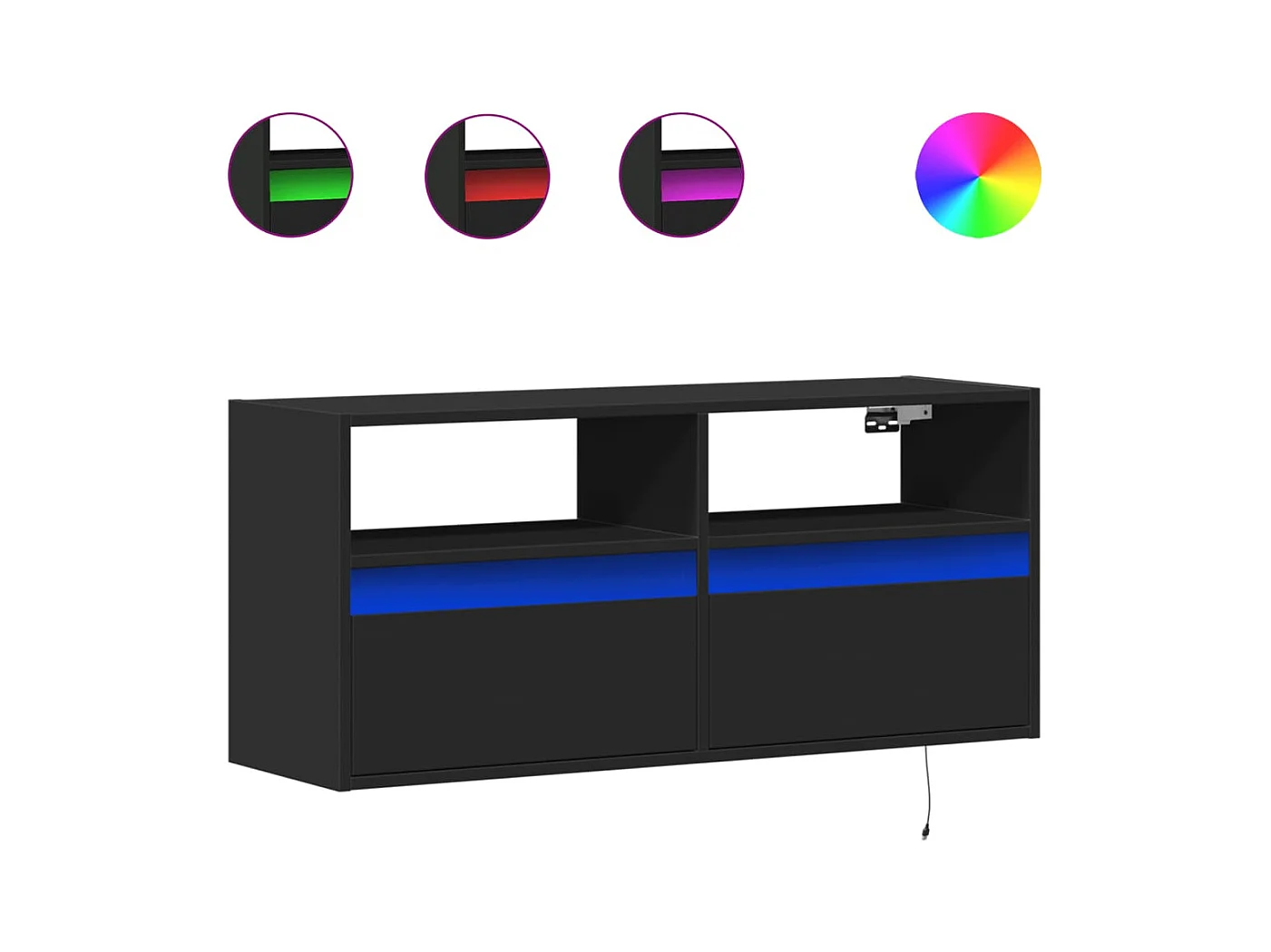 Wandmontierter TV-Schrank mit LED-Beleuchtung schwarz 100x31x45 cm