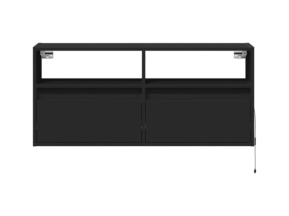 Wandmontierter TV-Schrank mit LED-Beleuchtung schwarz 100x31x45 cm