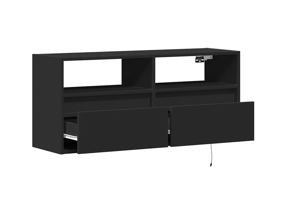 Wandmontierter TV-Schrank mit LED-Beleuchtung schwarz 100x31x45 cm