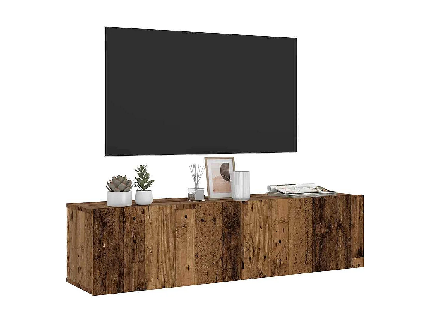 Meuble TV mural vieux bois 120x30x30 cm bois d'ingénierie