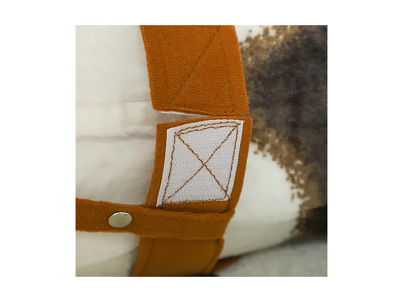 Cheval à bascule avec fonction sonore, design réaliste, métal et polyester, marron et crème (85x28x60 cm)