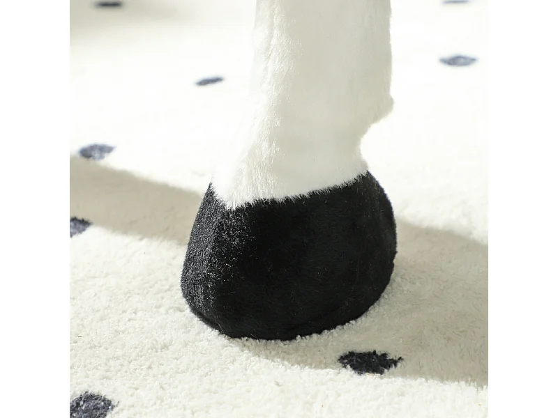 Cheval à bascule avec fonction sonore, design réaliste, métal et polyester, marron et crème (85x28x60 cm)