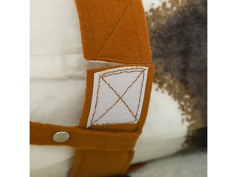 Cheval à bascule avec fonction sonore, design réaliste, métal et polyester, marron et crème (85x28x60 cm)