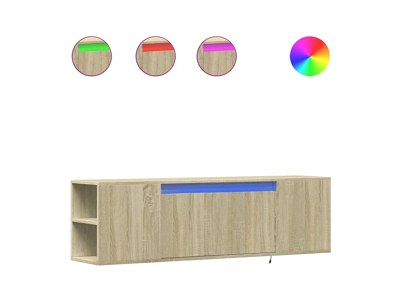 Mobile porta TV a parete con luci LED Rovere Sonoma 135x31x39,5 cm